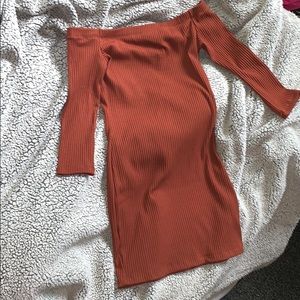 Brown Long sleeve Bodycon Dress